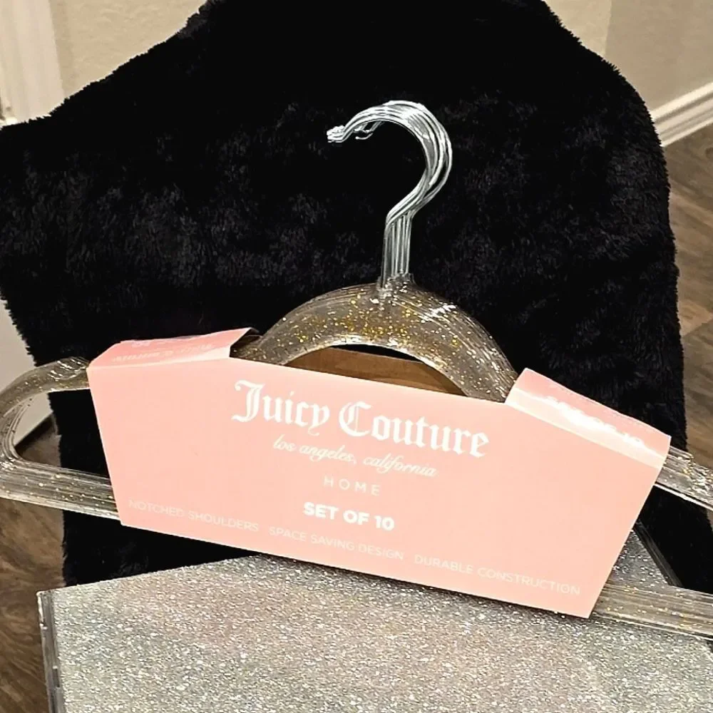 Juicy Couture Home Clear & Gold Speced Notched Shoulders Space Saving H…‎